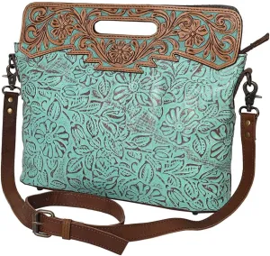 Bags OHG170 Clutch Hand Tooled Embossed Genuine Leather Women Bag Western Handbag Purse