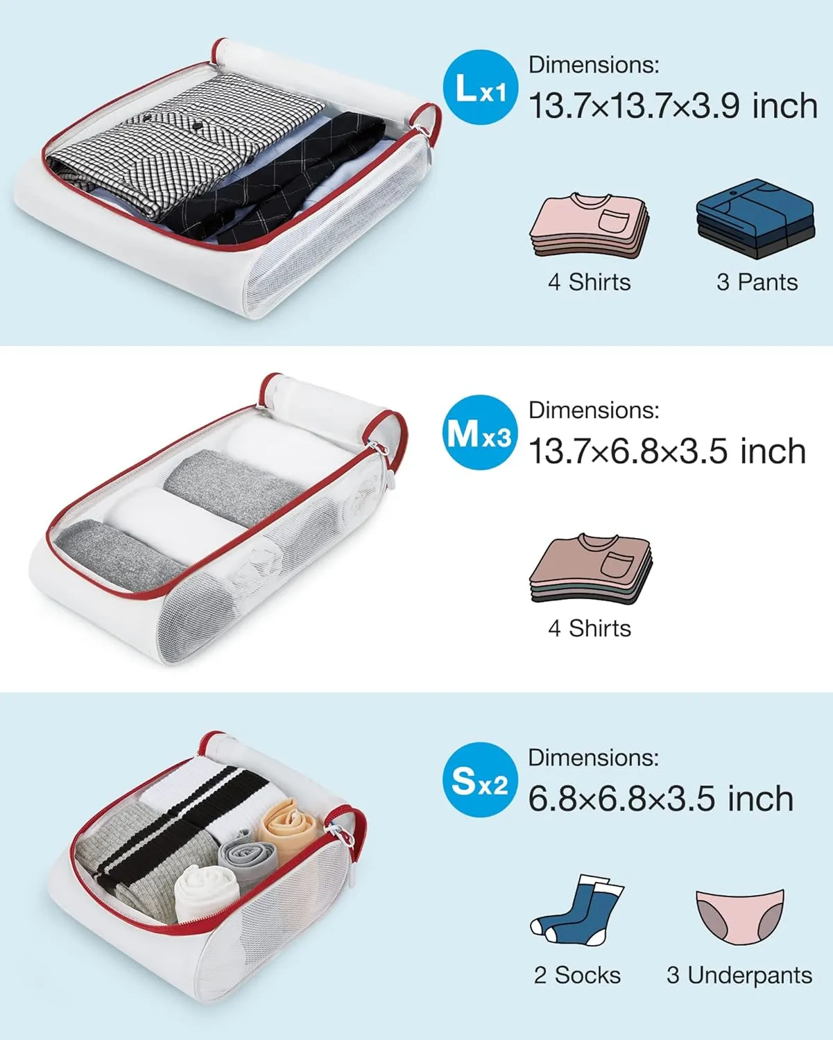 BAGSMART Keep Shape Packing Cubes for Travel, 6 Set Travel Cubes for Packing, Lightweight Suitcase Organizer Bags Set for Travel Essentials