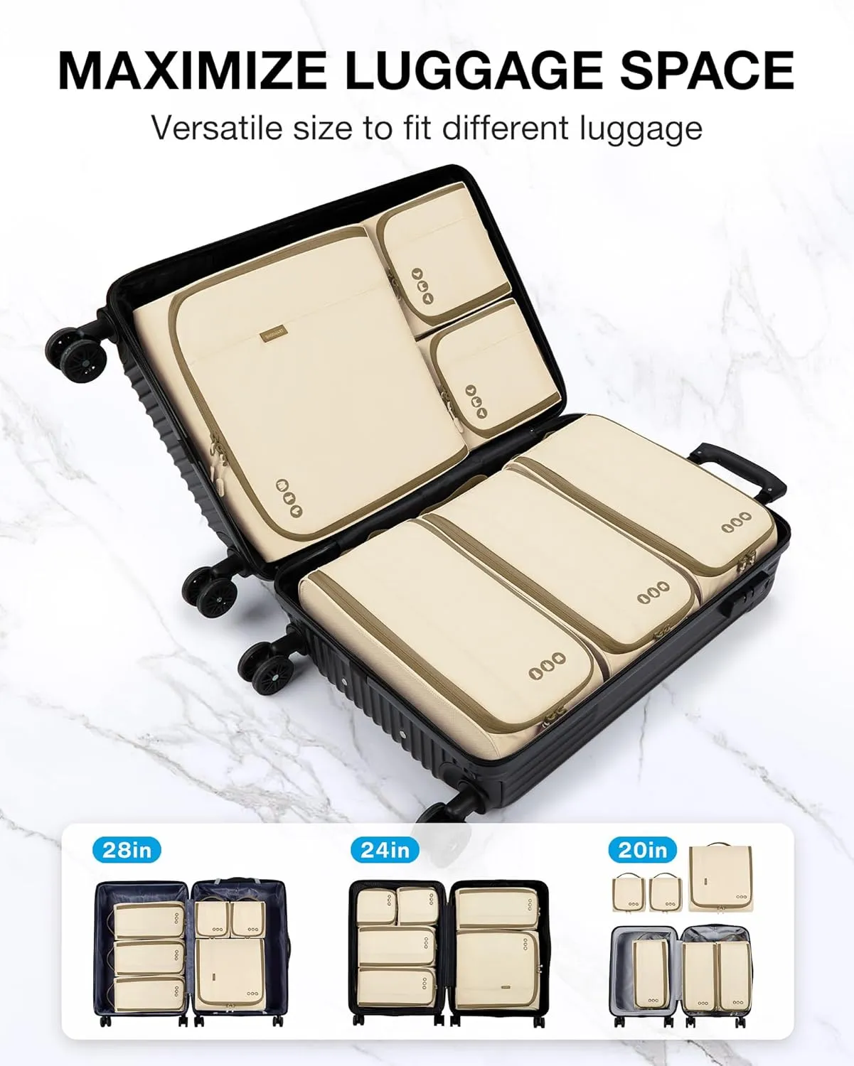 BAGSMART Keep Shape Packing Cubes for Travel, 6 Set Travel Cubes for Packing, Lightweight Suitcase Organizer Bags Set for Travel Essentials