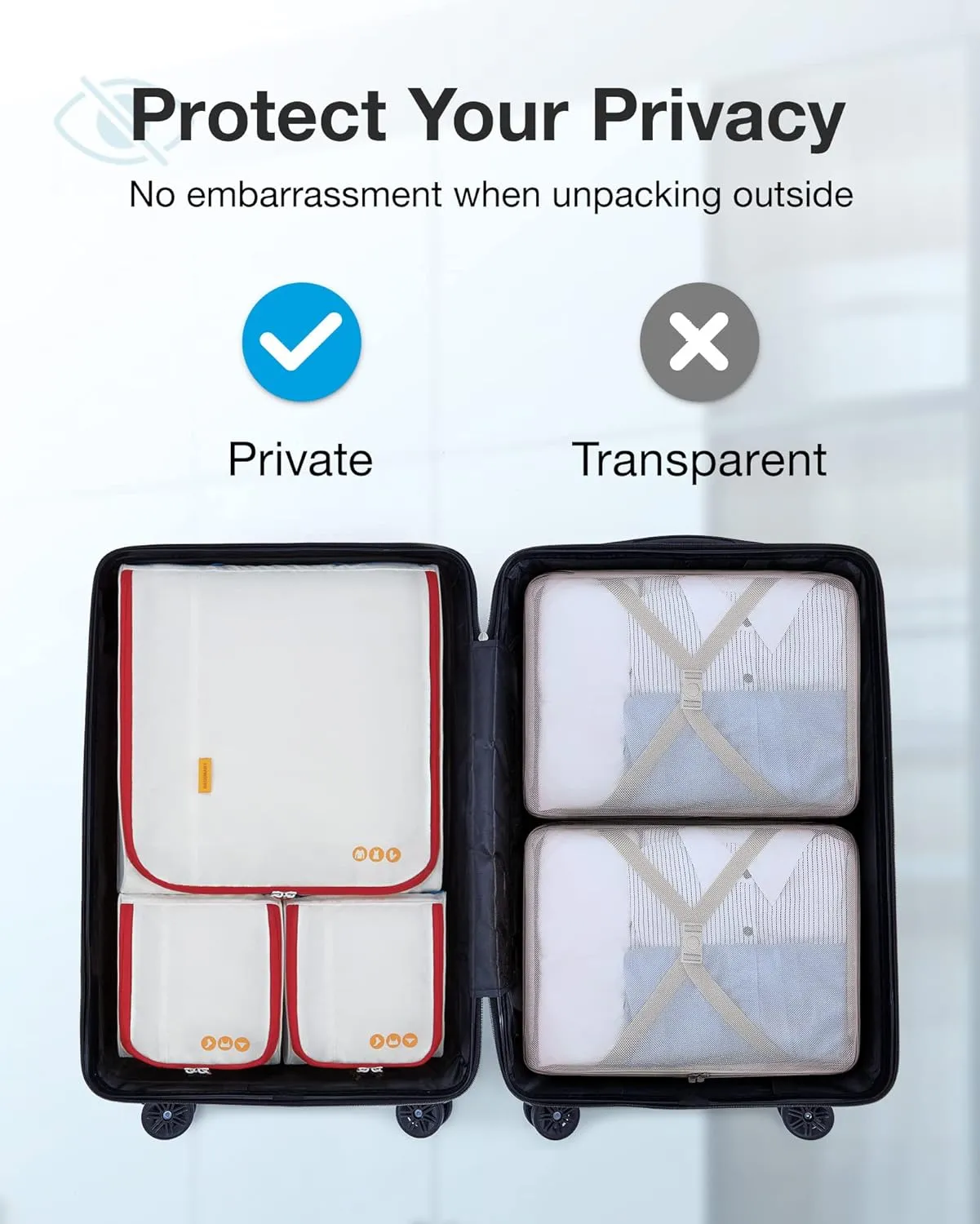 BAGSMART Keep Shape Packing Cubes for Travel, 6 Set Travel Cubes for Packing, Lightweight Suitcase Organizer Bags Set for Travel Essentials