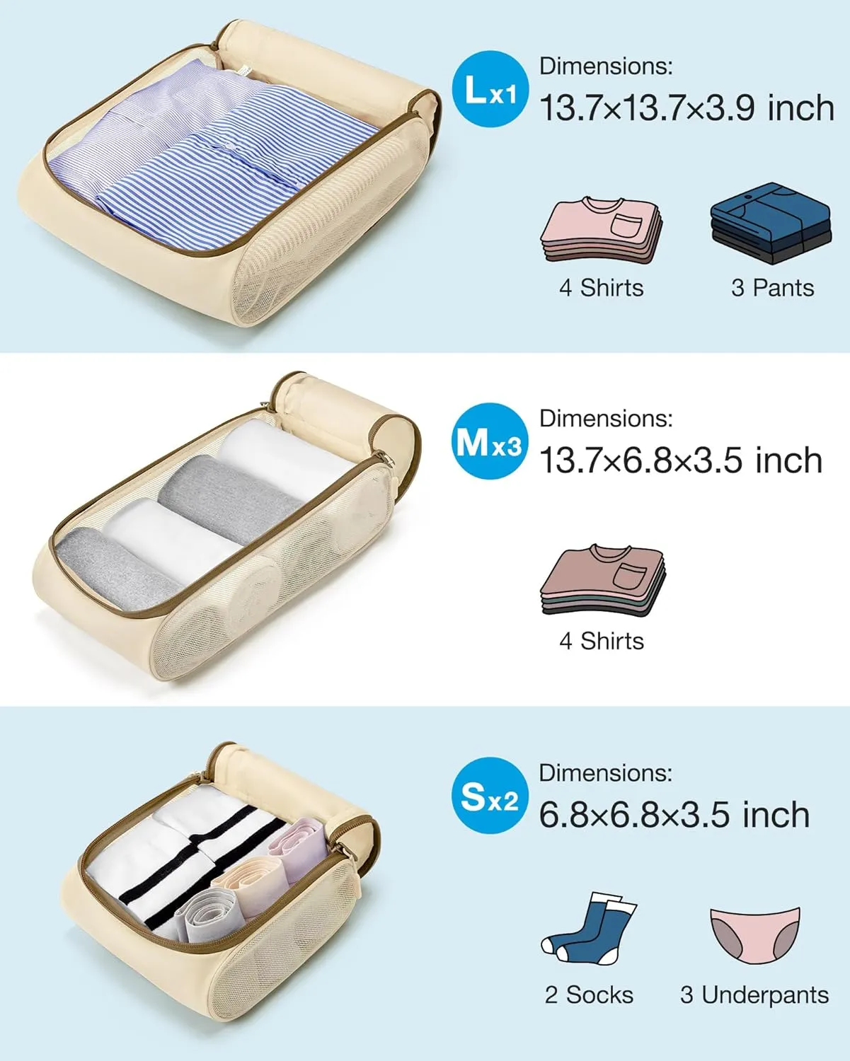 BAGSMART Keep Shape Packing Cubes for Travel, 6 Set Travel Cubes for Packing, Lightweight Suitcase Organizer Bags Set for Travel Essentials