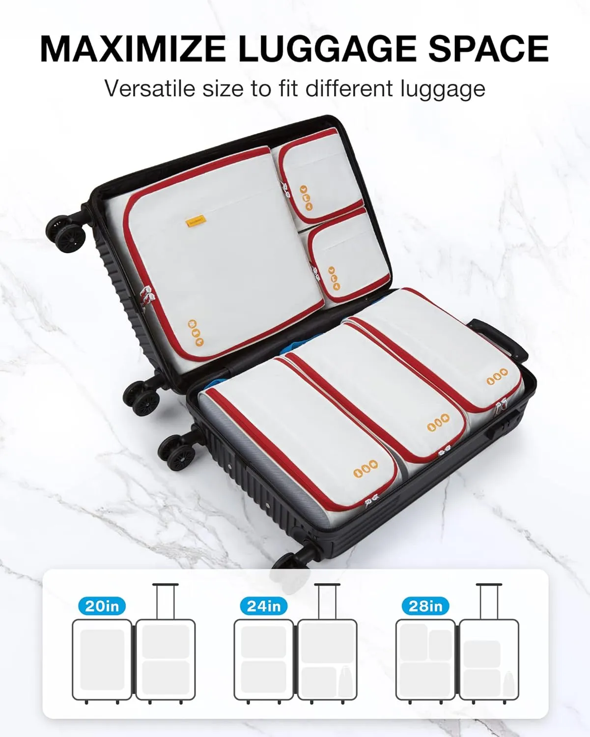 BAGSMART Keep Shape Packing Cubes for Travel, 6 Set Travel Cubes for Packing, Lightweight Suitcase Organizer Bags Set for Travel Essentials