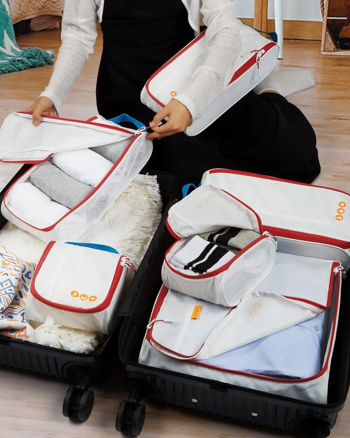 BAGSMART Keep Shape Packing Cubes for Travel, 6 Set Travel Cubes for Packing, Lightweight Suitcase Organizer Bags Set for Travel Essentials