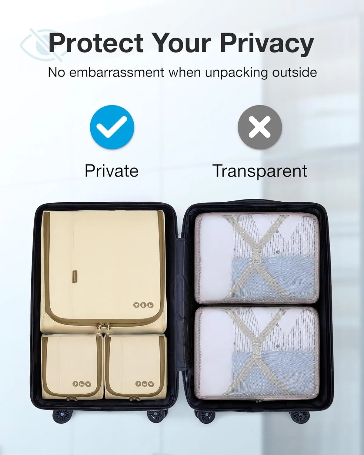 BAGSMART Keep Shape Packing Cubes for Travel, 6 Set Travel Cubes for Packing, Lightweight Suitcase Organizer Bags Set for Travel Essentials