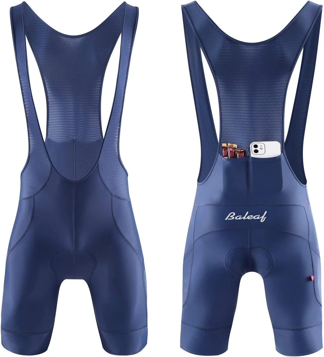baleaf Men's Cycling Bib Shorts 4D Padded, Road Bike Cycling Bibs Biking Bicycle Shorts Gel Pockets UPF50 