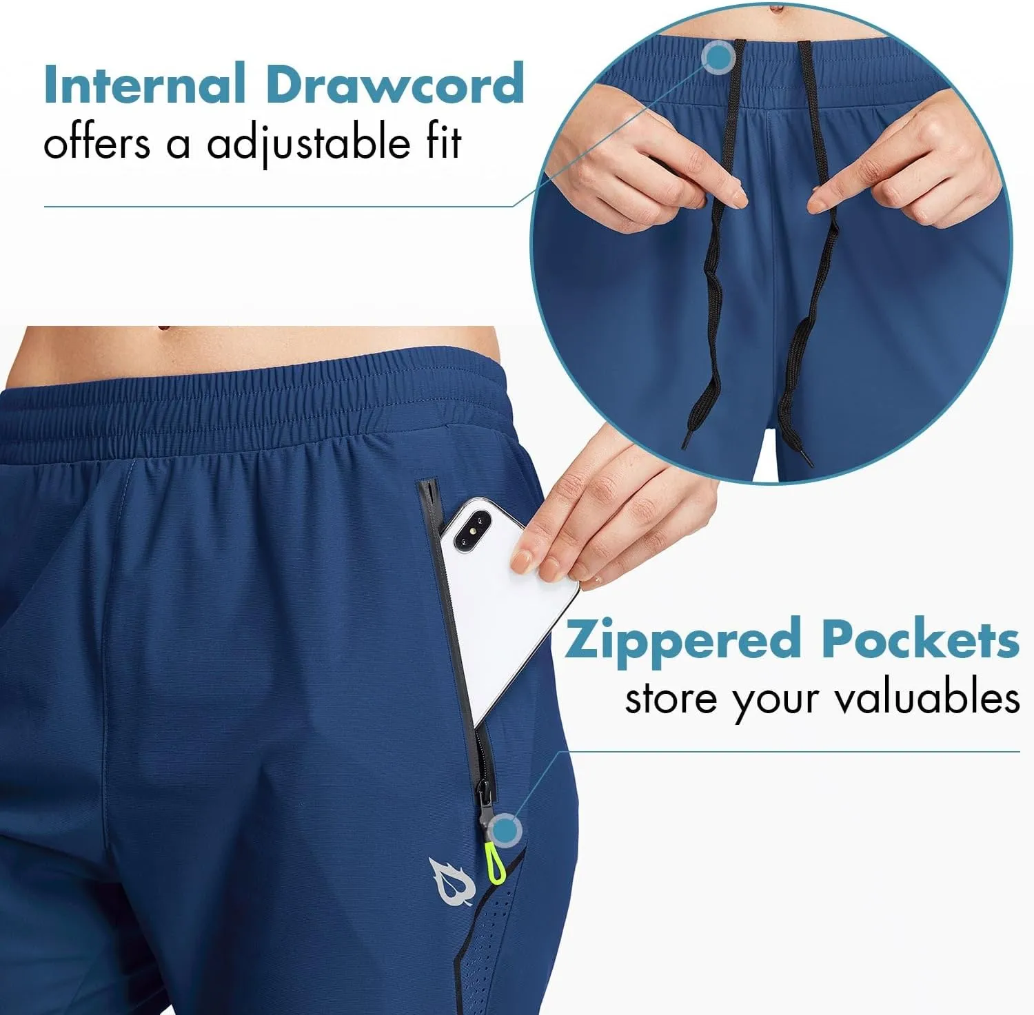 baleaf Women's Joggers Running Hiking Pants Lightweight Quick Dry Athletic Travel Workout with Zipper Pockets