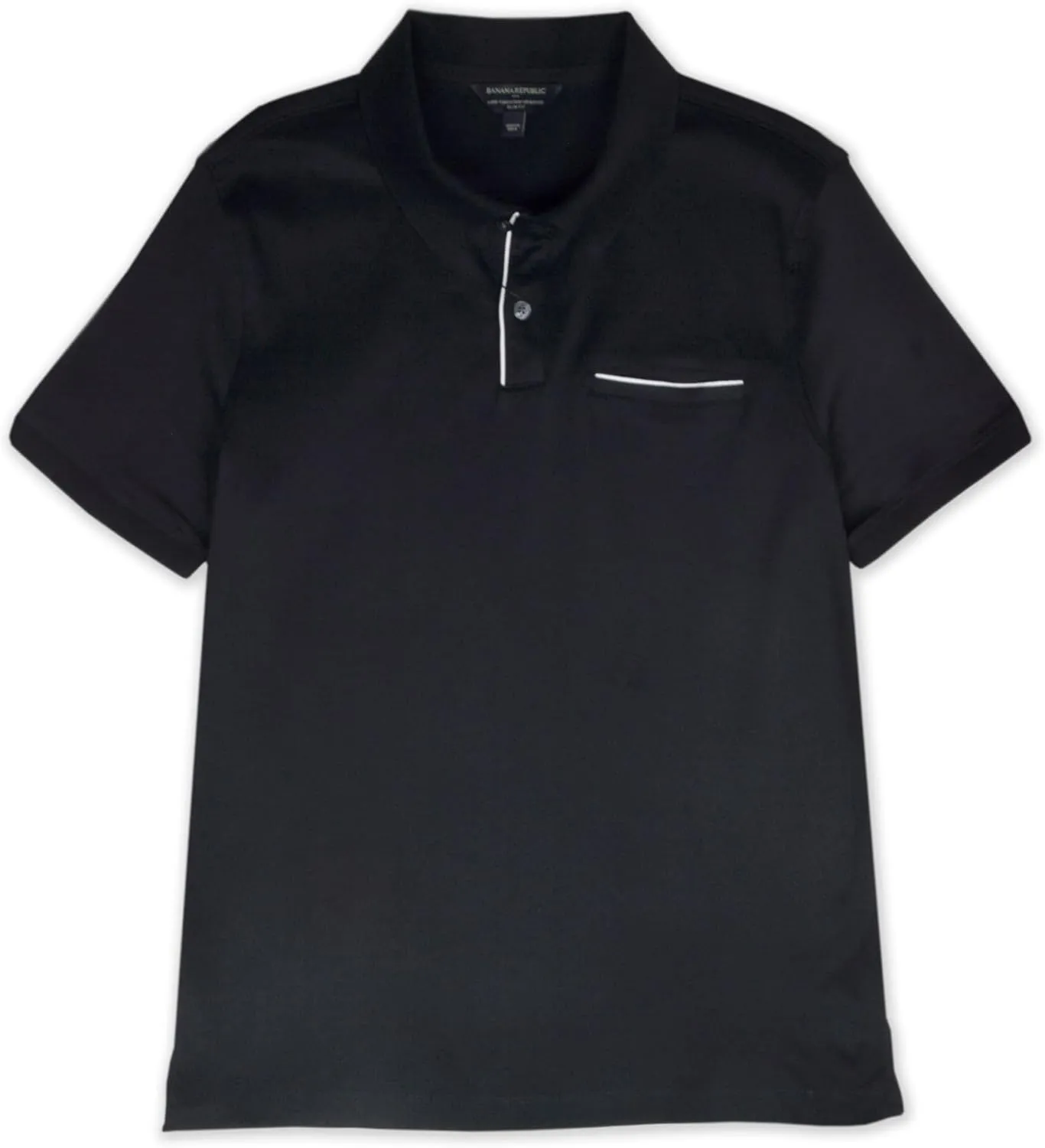 Banana Republic Mens Slim Fit Luxe Touch Cotton Piping Knit Two Button Polo Shirt,