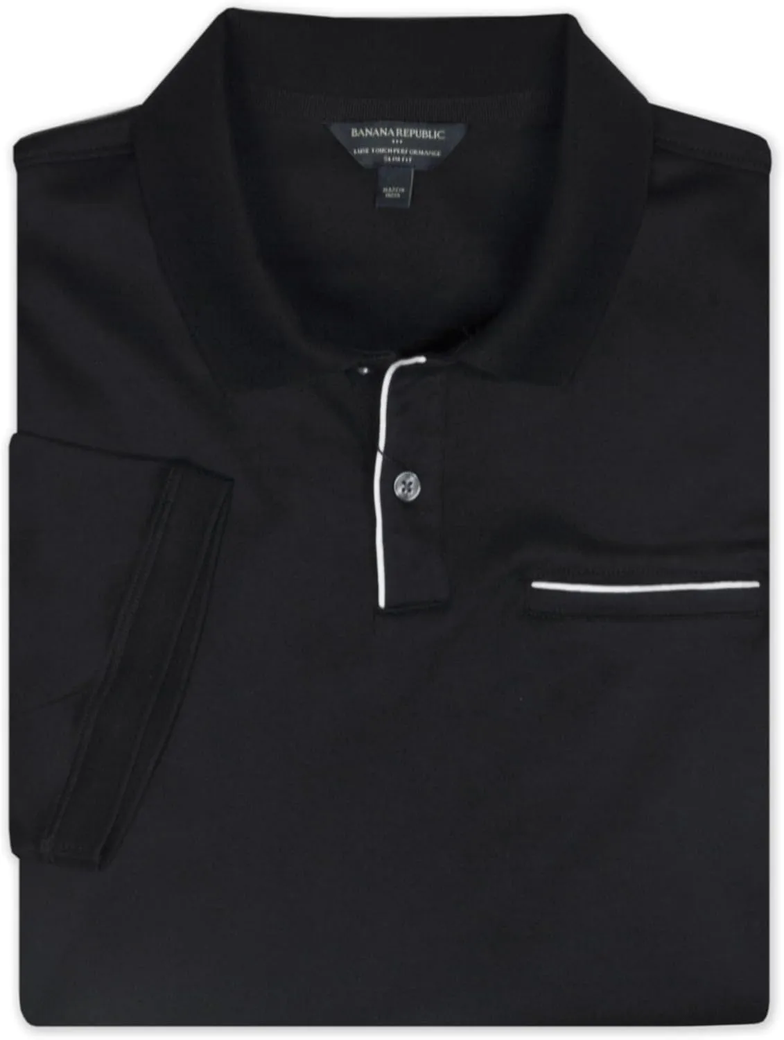 Banana Republic Mens Slim Fit Luxe Touch Cotton Piping Knit Two Button Polo Shirt,