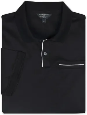 Banana Republic Mens Slim Fit Luxe Touch Cotton Piping Knit Two Button Polo Shirt,