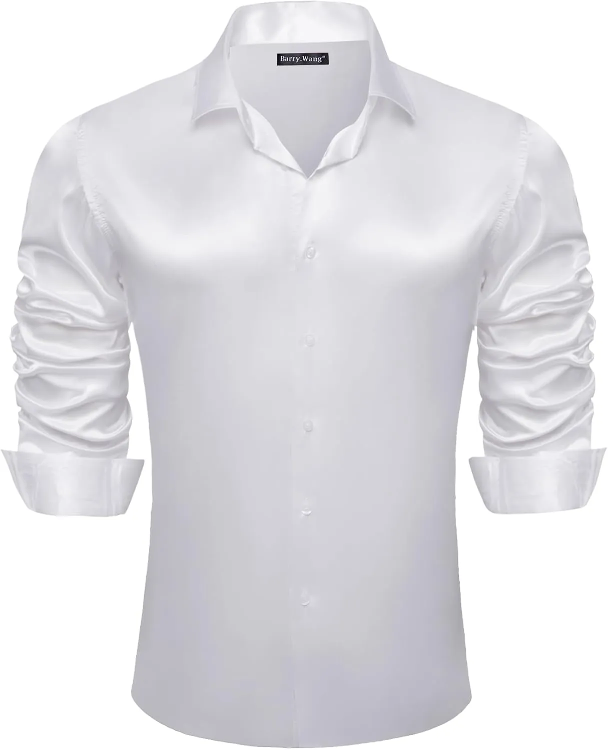 Barry.Wang Mens Stretch Dress Shirts Solid Long Sleeve Button Down Shirts Formal Casual Business Prom Party Wedding