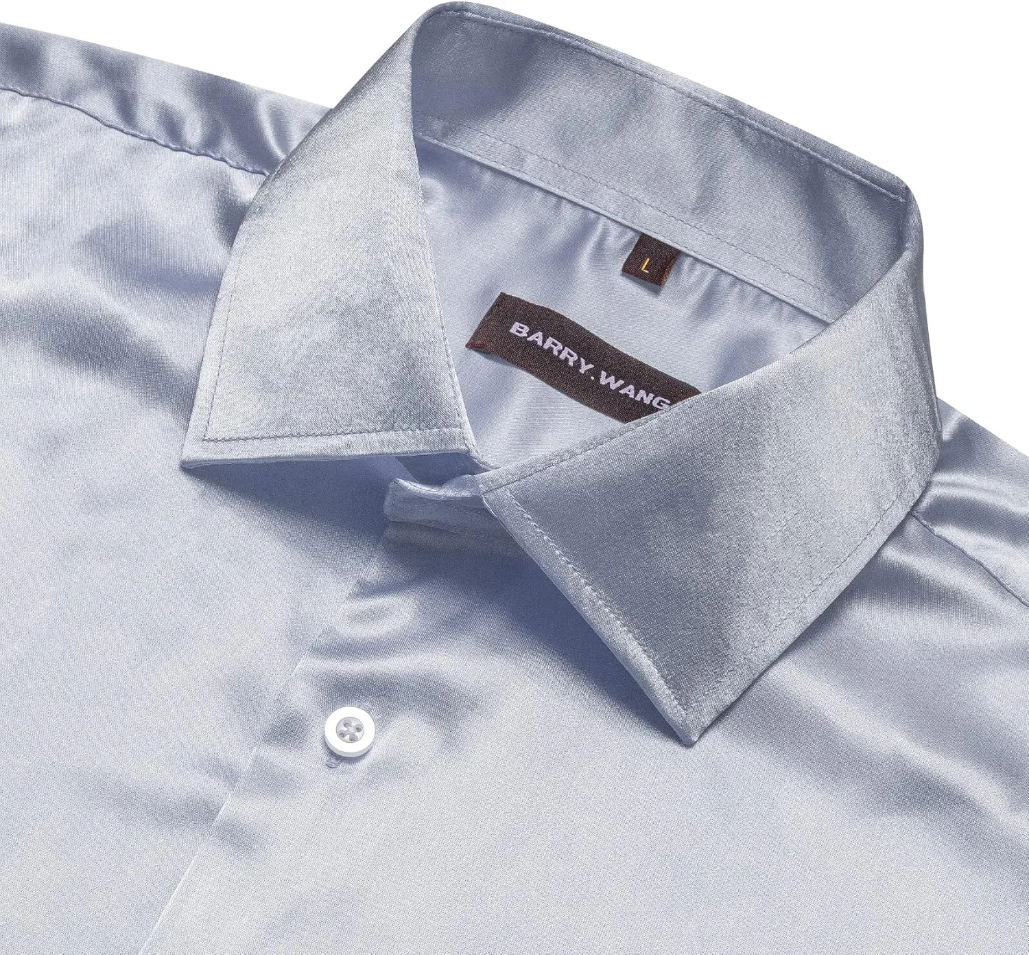 Barry.Wang Mens Stretch Dress Shirts Solid Long Sleeve Button Down Shirts Formal Casual Business Prom Party Wedding