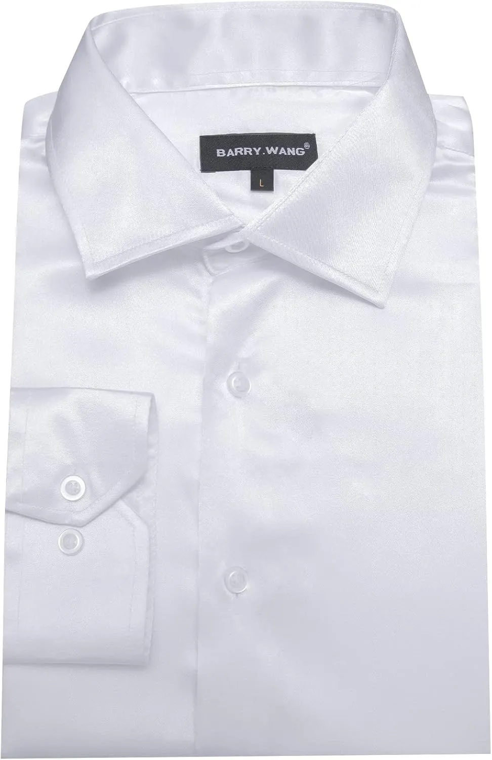 Barry.Wang Mens Stretch Dress Shirts Solid Long Sleeve Button Down Shirts Formal Casual Business Prom Party Wedding
