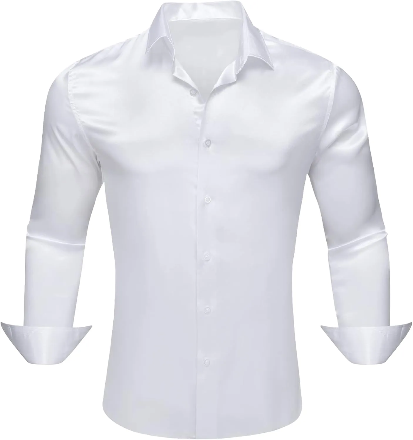 Barry.Wang Mens Stretch Dress Shirts Solid Long Sleeve Button Down Shirts Formal Casual Business Prom Party Wedding