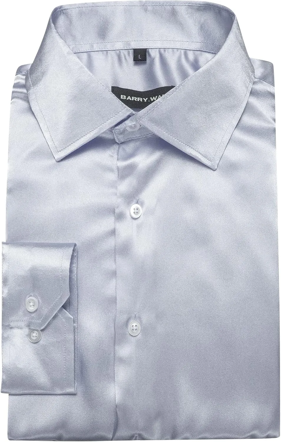 Barry.Wang Mens Stretch Dress Shirts Solid Long Sleeve Button Down Shirts Formal Casual Business Prom Party Wedding