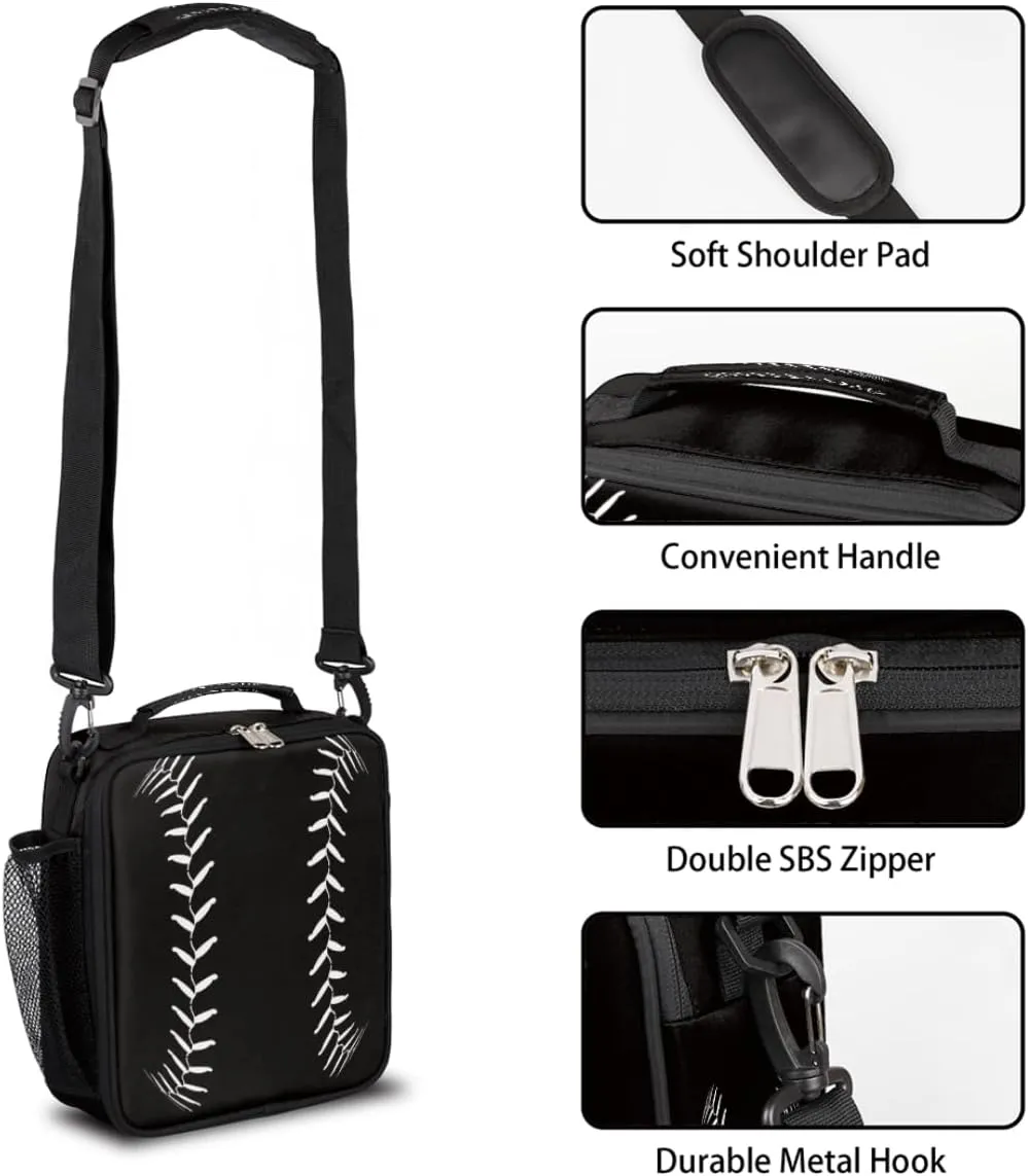 Baseball Kids Lunch Box Baseball Sport Insulated Lunch Bag Tote for Girls Boys Cooler Freezable Meal Prep Bag with Shoulder Strap Waterproof Lunch Container for School Office Picnic