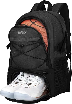 Basketball Backpack with Ball Compartment – Large Basketball Bag with Shoes Compartment Soccer Volleyball Bag Sports Backpack for Football, Black