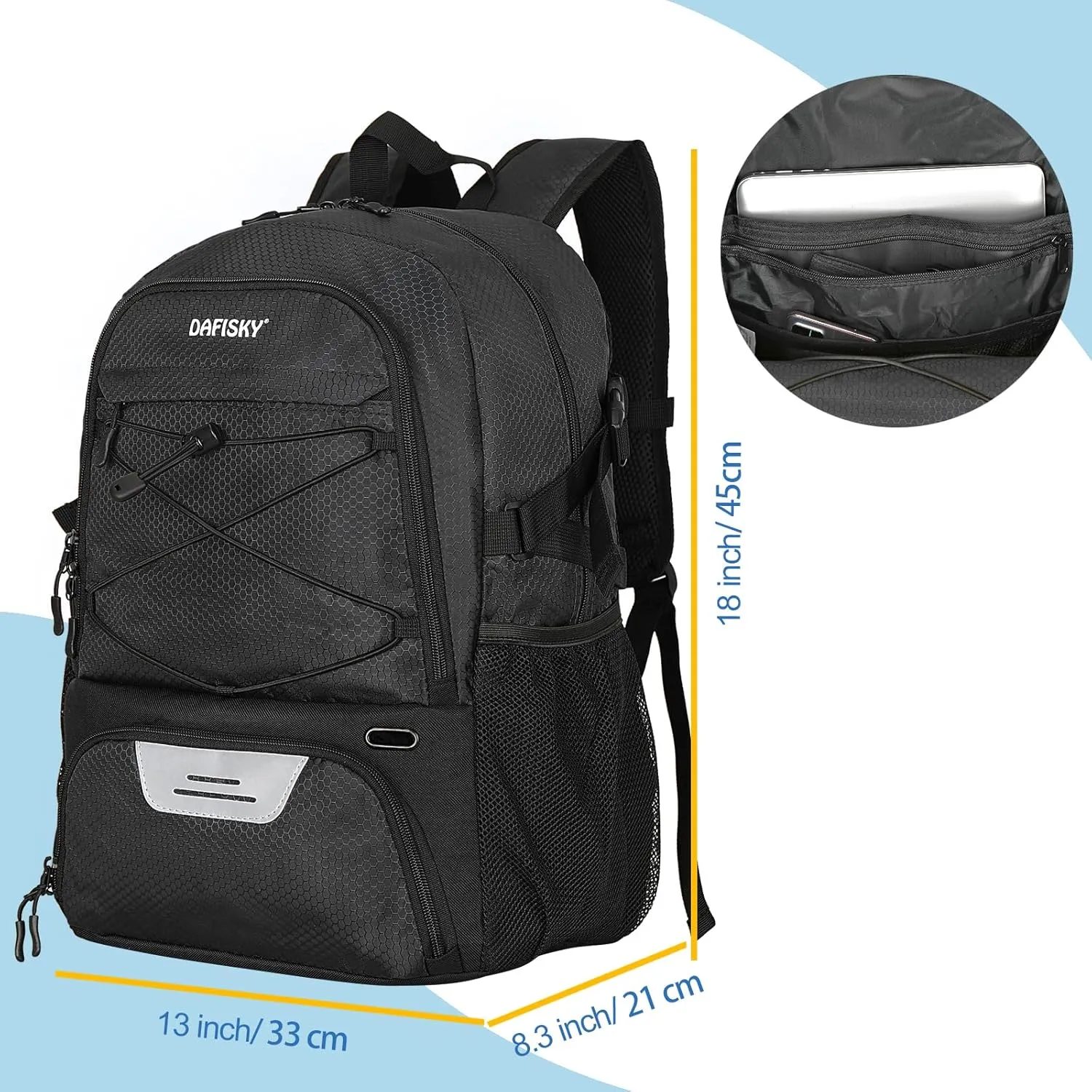 Basketball Backpack with Ball Compartment – Large Basketball Bag with Shoes Compartment Soccer Volleyball Bag Sports Backpack for Football, Black