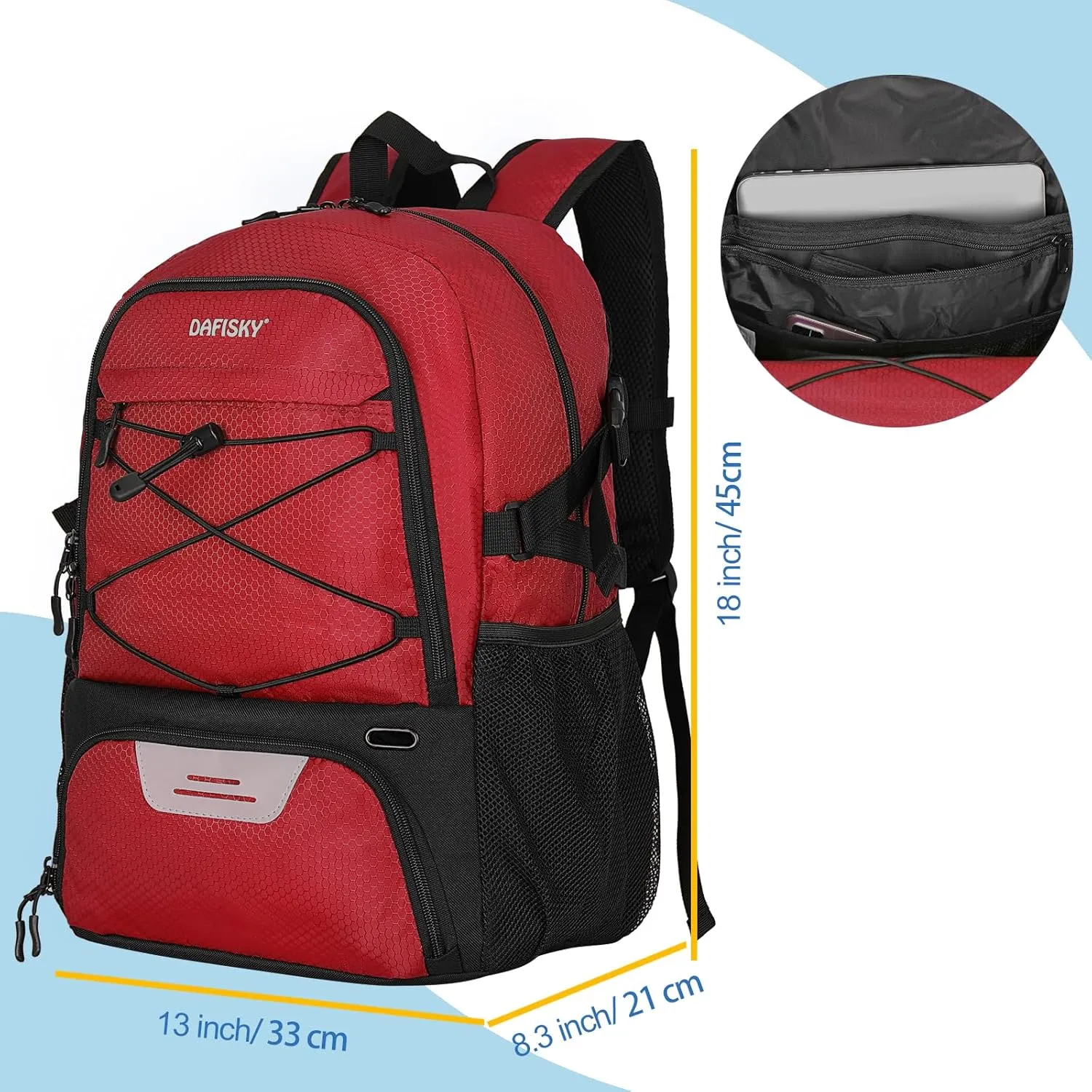 Basketball Backpack with Ball Compartment – Large Basketball Bag with Shoes Compartment Soccer Volleyball Bag Sports Backpack for Football, Red