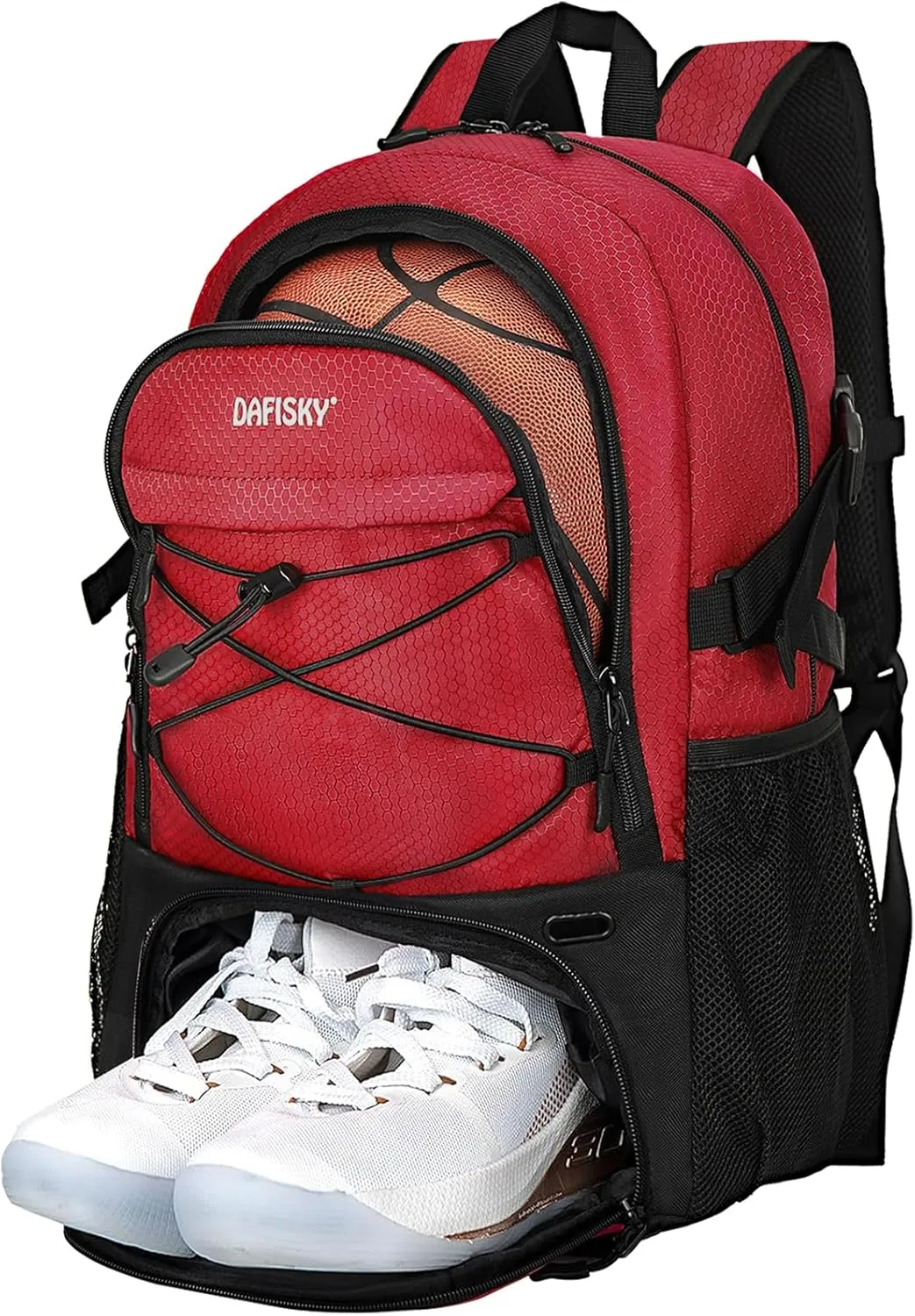 Basketball Backpack with Ball Compartment – Large Basketball Bag with Shoes Compartment Soccer Volleyball Bag Sports Backpack for Football, Red