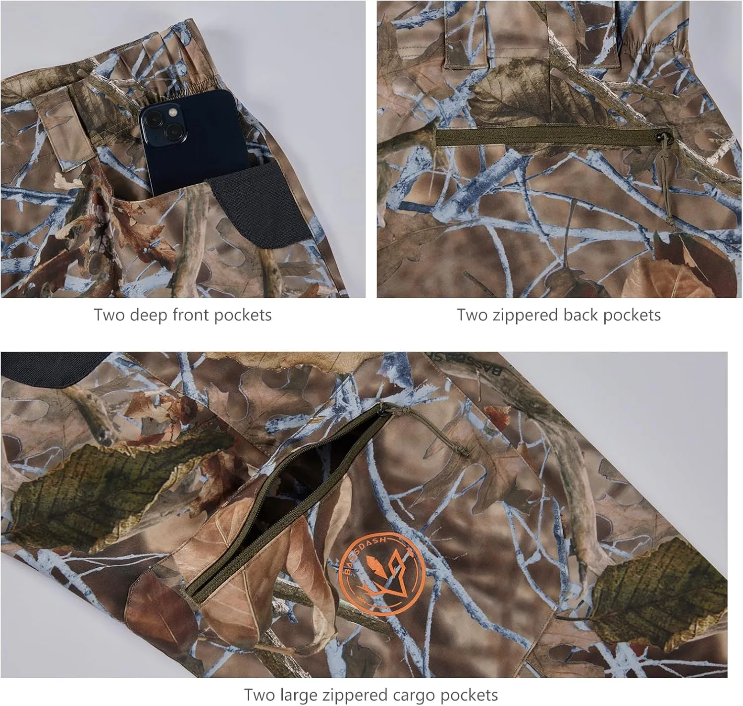 BASSDASH Men’s Lightweight Hunting Pants 4-Way Stretch Breathable Water Resistant for Turkey Early Season Spring Summer