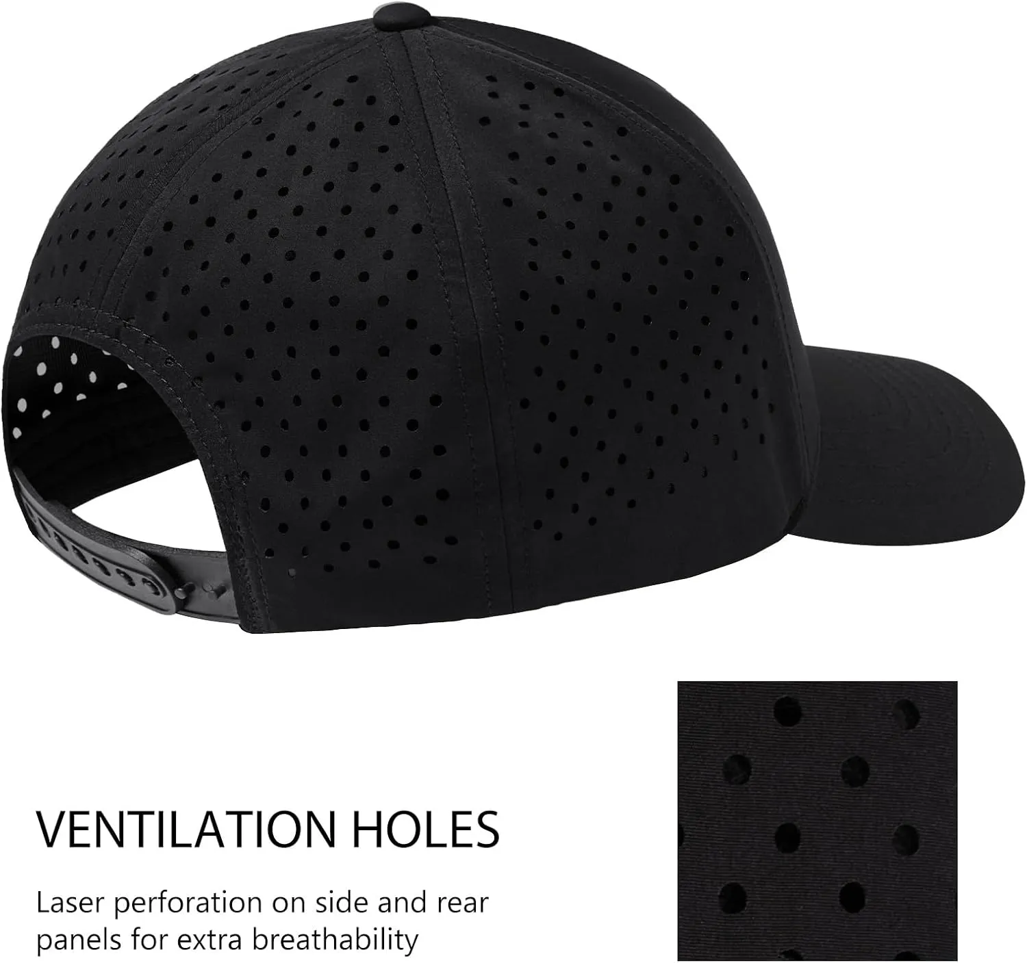BASSDASH UPF 50  Quick Dry Baseball Cap Water Resistant Laser Cut Mesh Snapback Hat for Men Women Fishing Hiking FH14