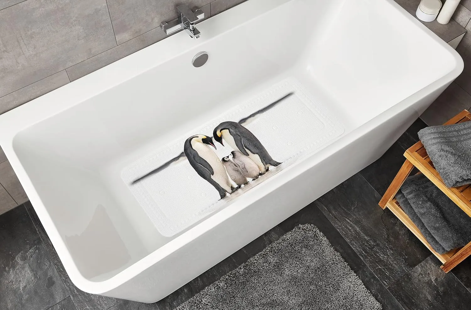 Bath Mat PVC White/Black 36 x 92 cm