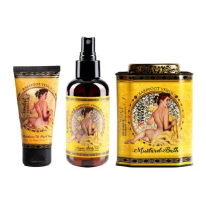 bath Soak, Hand Cream & Argan Oil Body Care Gift Set (Mustard Bath)