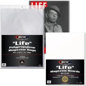 BCW Life Magazine Bags and Backing Boards Bundle | Crystal Clear, Archival Quality, Precision Fit for Ultimate Magazine Protection