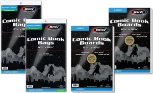 BCW Resealable Current Comic Book Combo Pack | 200 Acid-Free Backing Boards & 200 Resealable Bags | Comic Book Storage & Protection | Fits Current Comics | Archival Quality | Standard 6 7/8 x 10 1/2