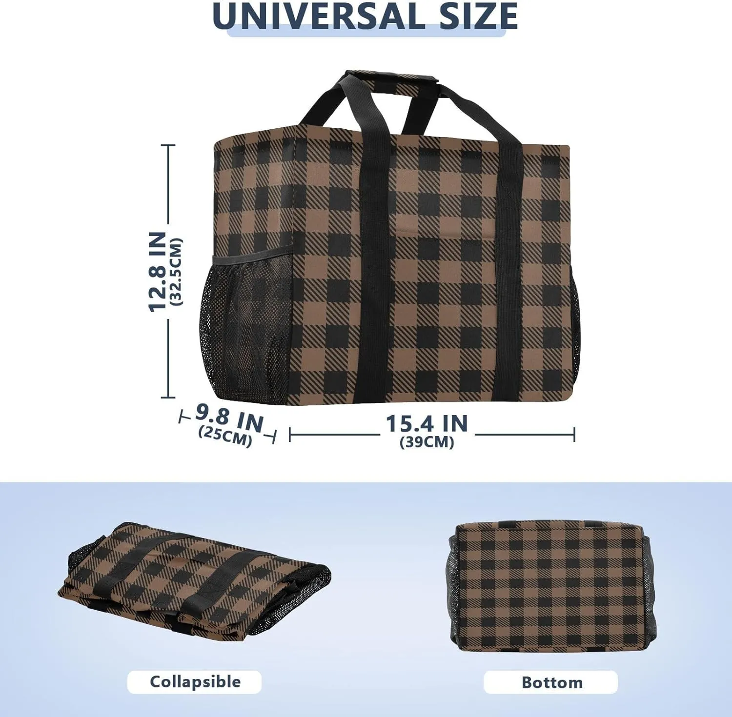 Beach Bag for Women Buffalo Plaid Check Red Sandproof Pool Bags Large Canvas Tote Bag with Pocket for Pool Travel Gym Beach