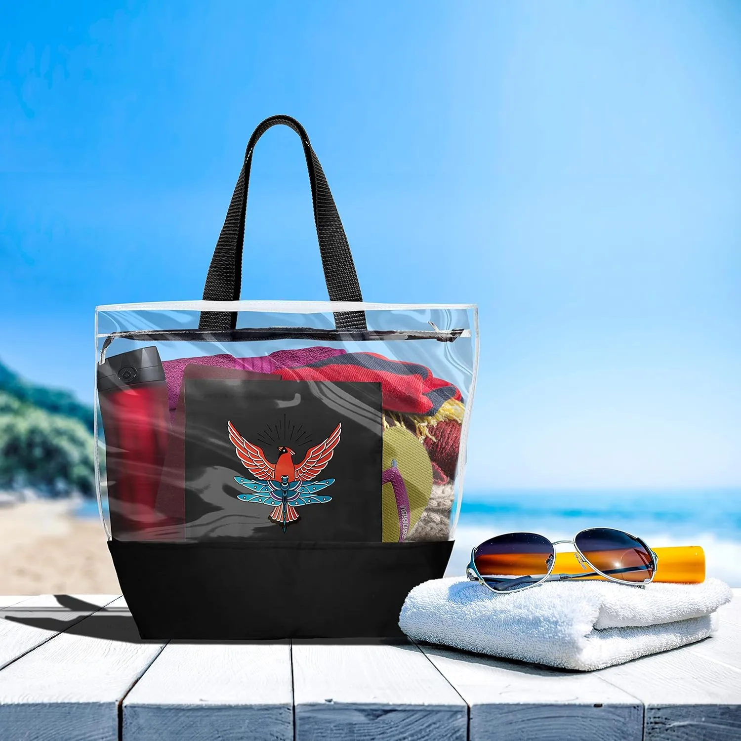 Beach Tote Bag Foldable Reusable Durable and Washable for Outdoor Travel Shopping Gym, Stadium