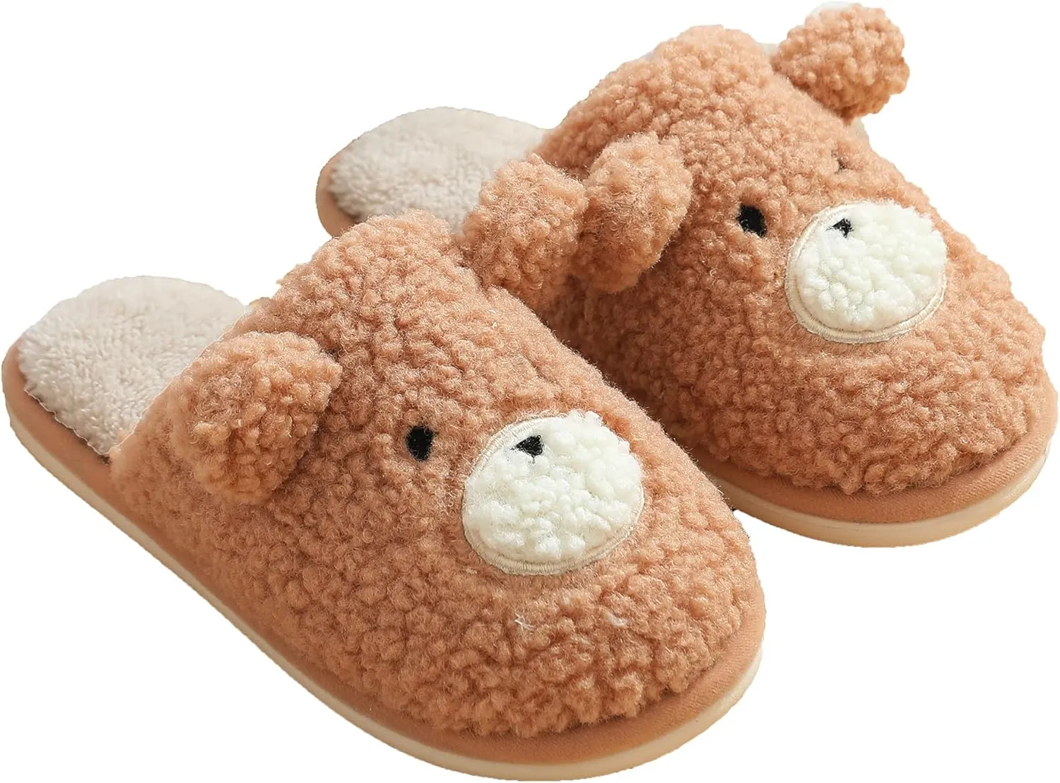 Bear Slippers for Women - Cute Fluffy Memory Foam House Shoes - Warm Plush Anti-Slip Animal Slippers for Indoor & Outdoor