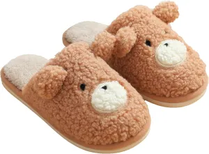Bear Slippers for Women - Cute Fluffy Memory Foam House Shoes - Warm Plush Anti-Slip Animal Slippers for Indoor & Outdoor