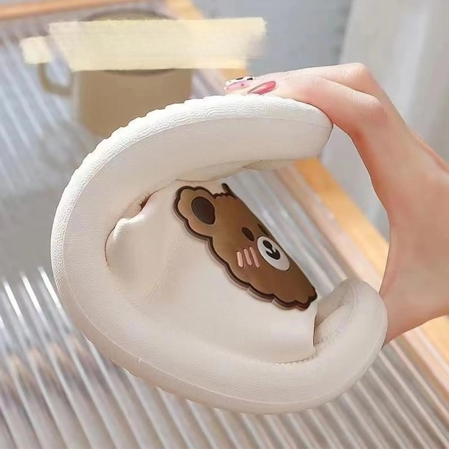 Bear Slippers for Women Men Indoor Slides Sandals Cute Cartoon Animal House Slippers Couple Thickened Sole Home Slippers Comfy House Shoes Outdoor Shoes