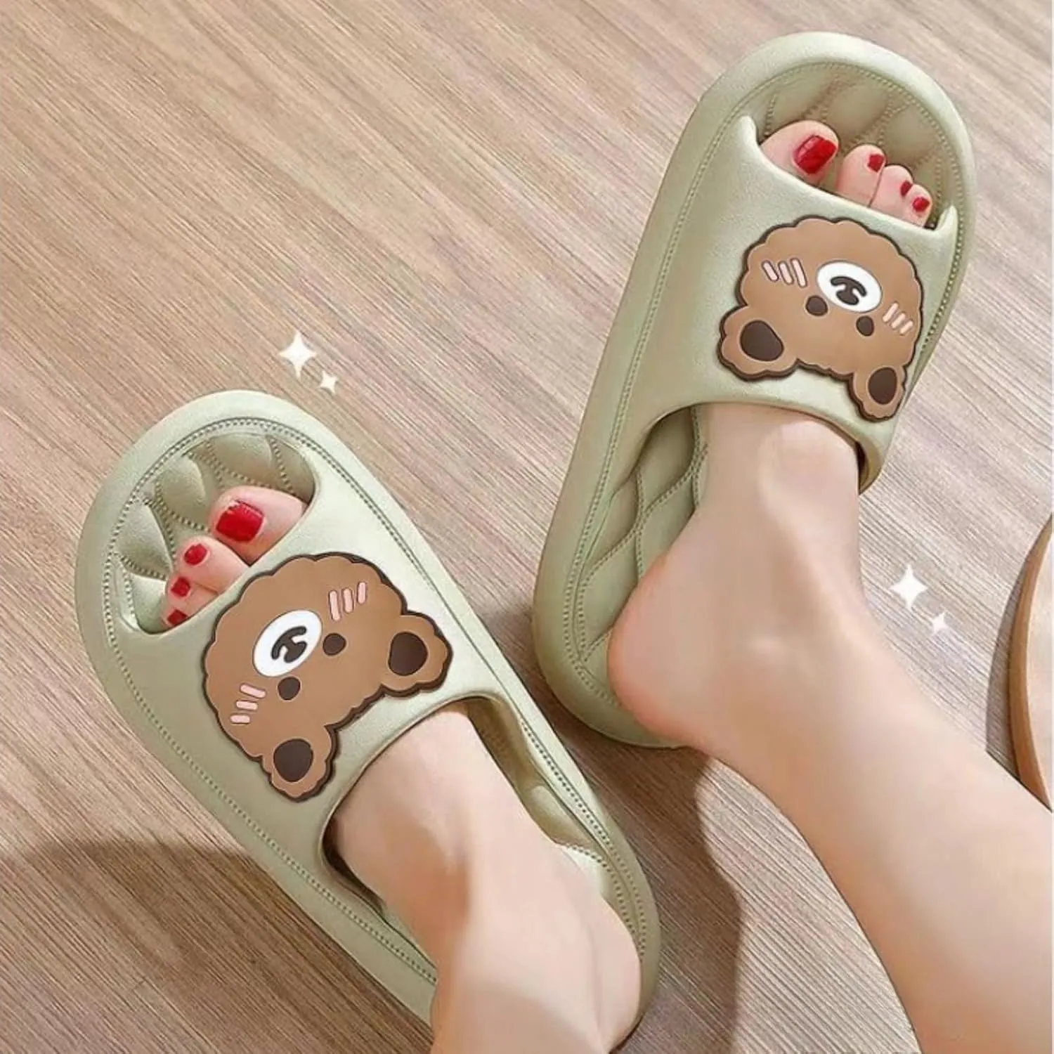 Bear Slippers for Women Men Indoor Slides Sandals Cute Cartoon Animal House Slippers Couple Thickened Sole Home Slippers Comfy House Shoes Outdoor Shoes