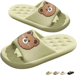 Bear Slippers for Women Men Indoor Slides Sandals Cute Cartoon Animal House Slippers Couple Thickened Sole Home Slippers Comfy House Shoes Outdoor Shoes