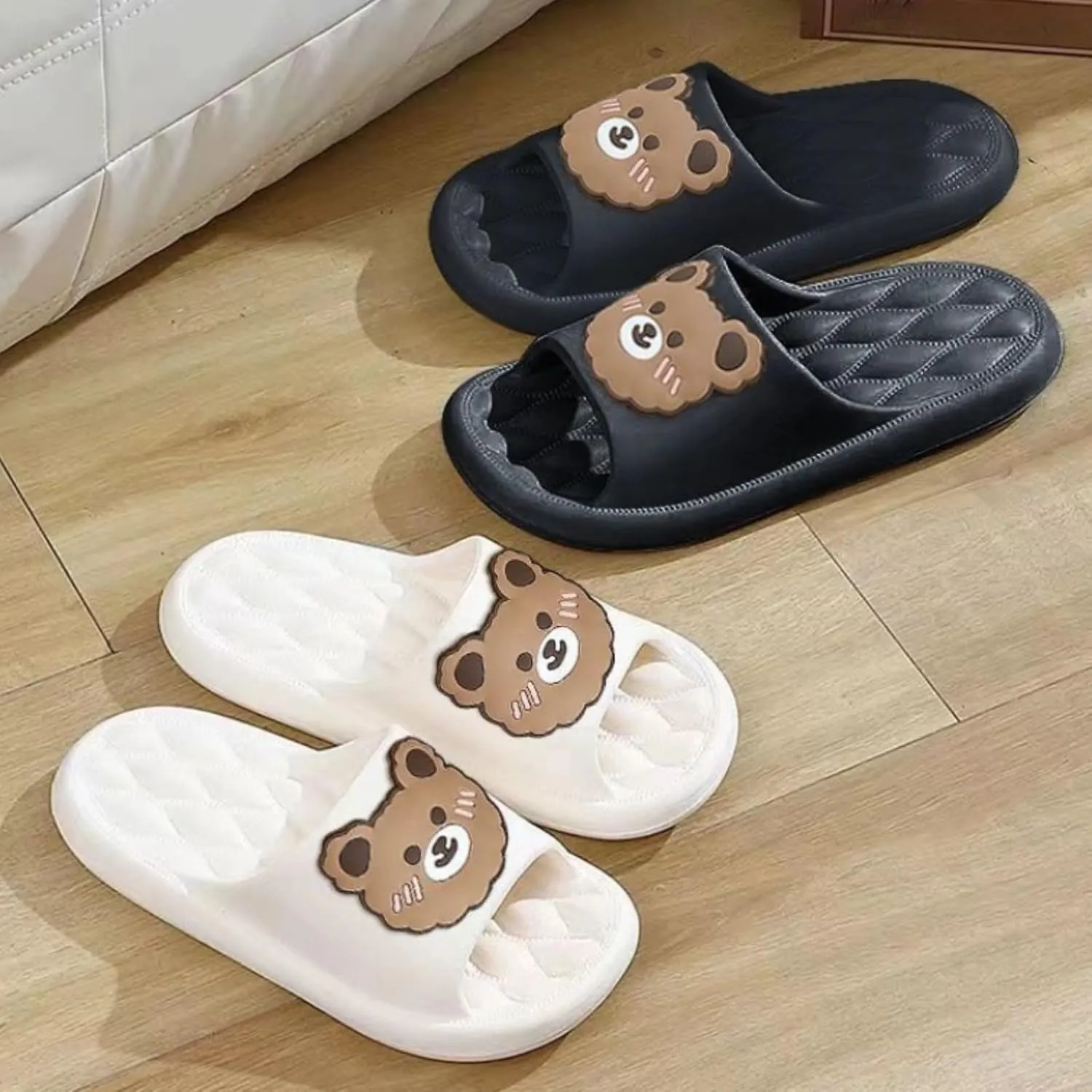 Bear Slippers for Women Men Indoor Slides Sandals Cute Cartoon Animal House Slippers Couple Thickened Sole Home Slippers Comfy House Shoes Outdoor Shoes