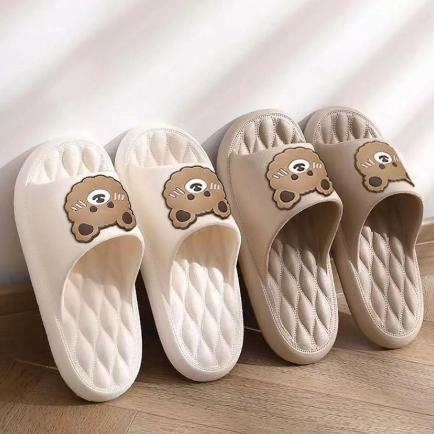 Bear Slippers for Women Men Indoor Slides Sandals Cute Cartoon Animal House Slippers Couple Thickened Sole Home Slippers Comfy House Shoes Outdoor Shoes