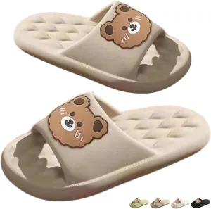 Bear Slippers for Women Men Indoor Slides Sandals Cute Cartoon Animal House Slippers Couple Thickened Sole Home Slippers Comfy House Shoes Outdoor Shoes