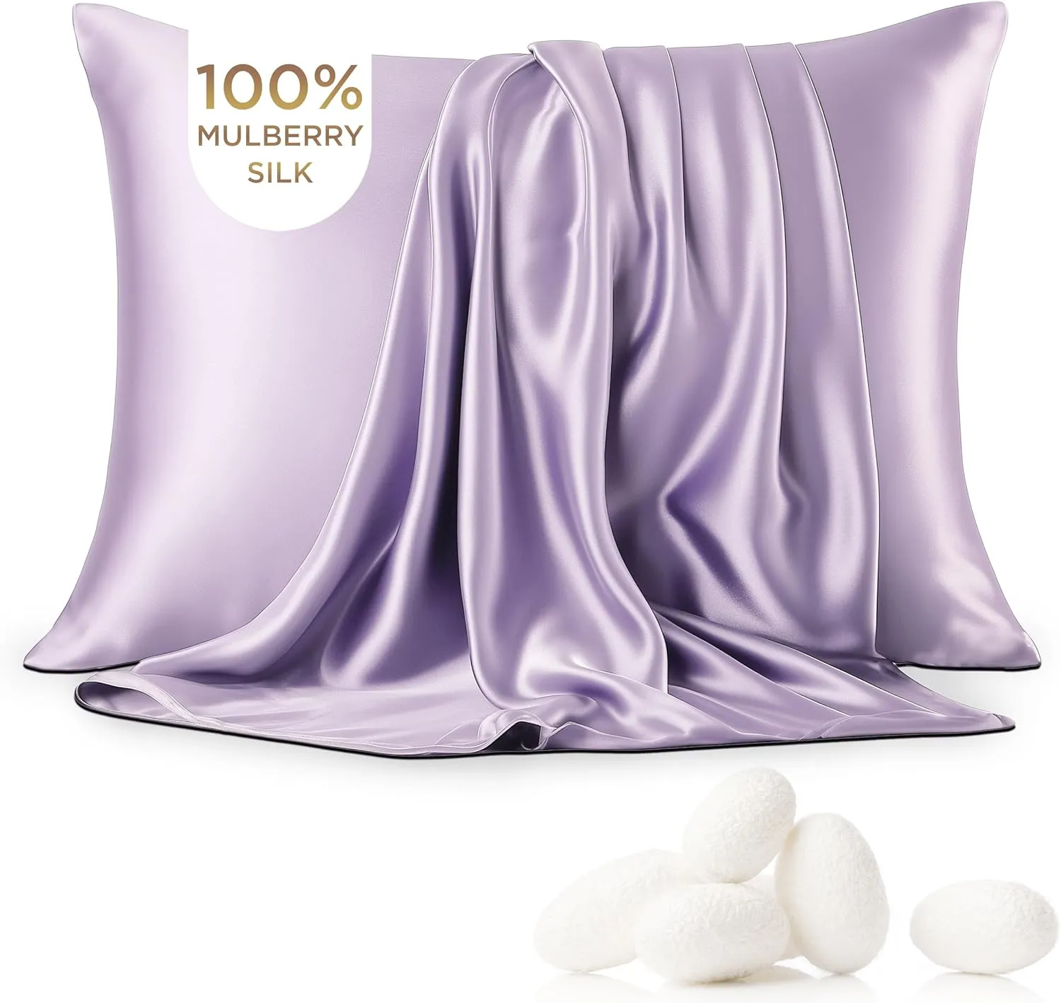 Bedsure 100% Mulberry Silk Pillowcase for Hair and Skin,Purple Silk Pillow Case with Hidden Zipper, Gifts for Women Men, Queen Size Single Pack,20x30 Inches