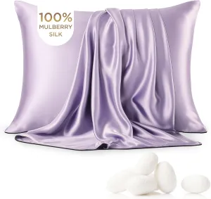 Bedsure 100% Mulberry Silk Pillowcase for Hair and Skin,Purple Silk Pillow Case with Hidden Zipper, Gifts for Women Men, Queen Size Single Pack,20x30 Inches