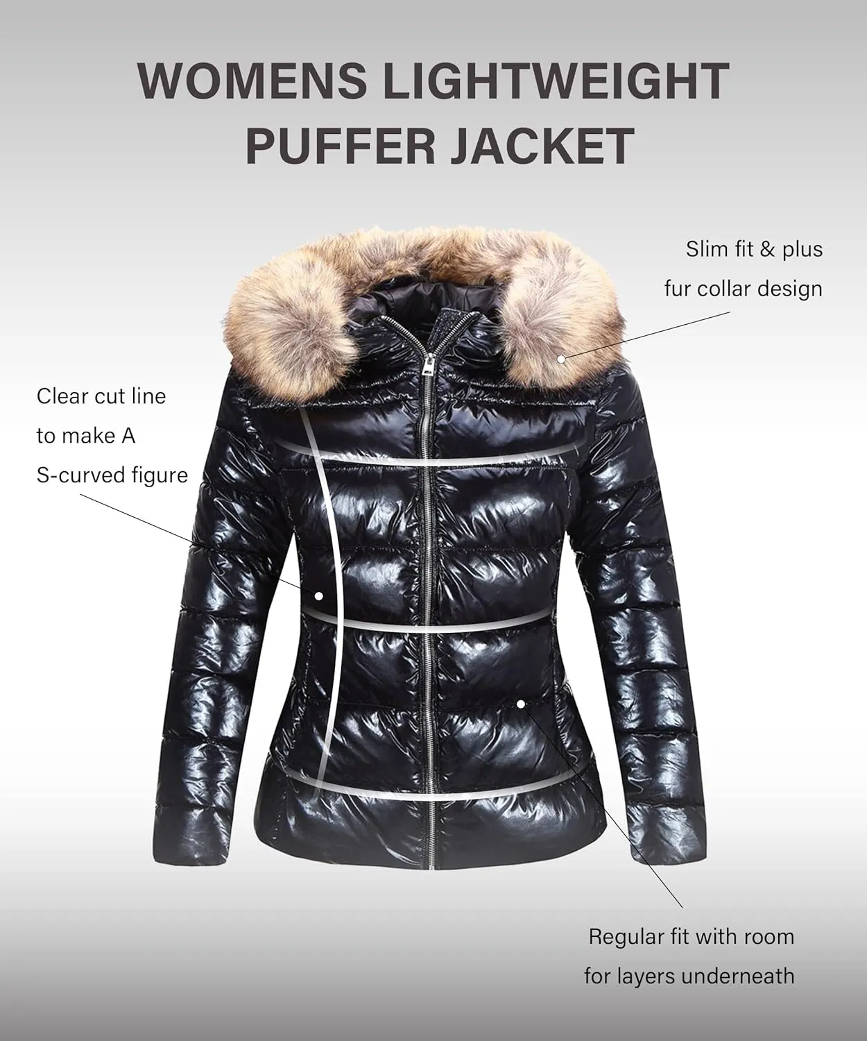 Bellivera Womens Lightweight Puffer Jacket, Winter Coats for Women Warm Quilted Bubble Padded Hood Coat with Faux Fur Collar