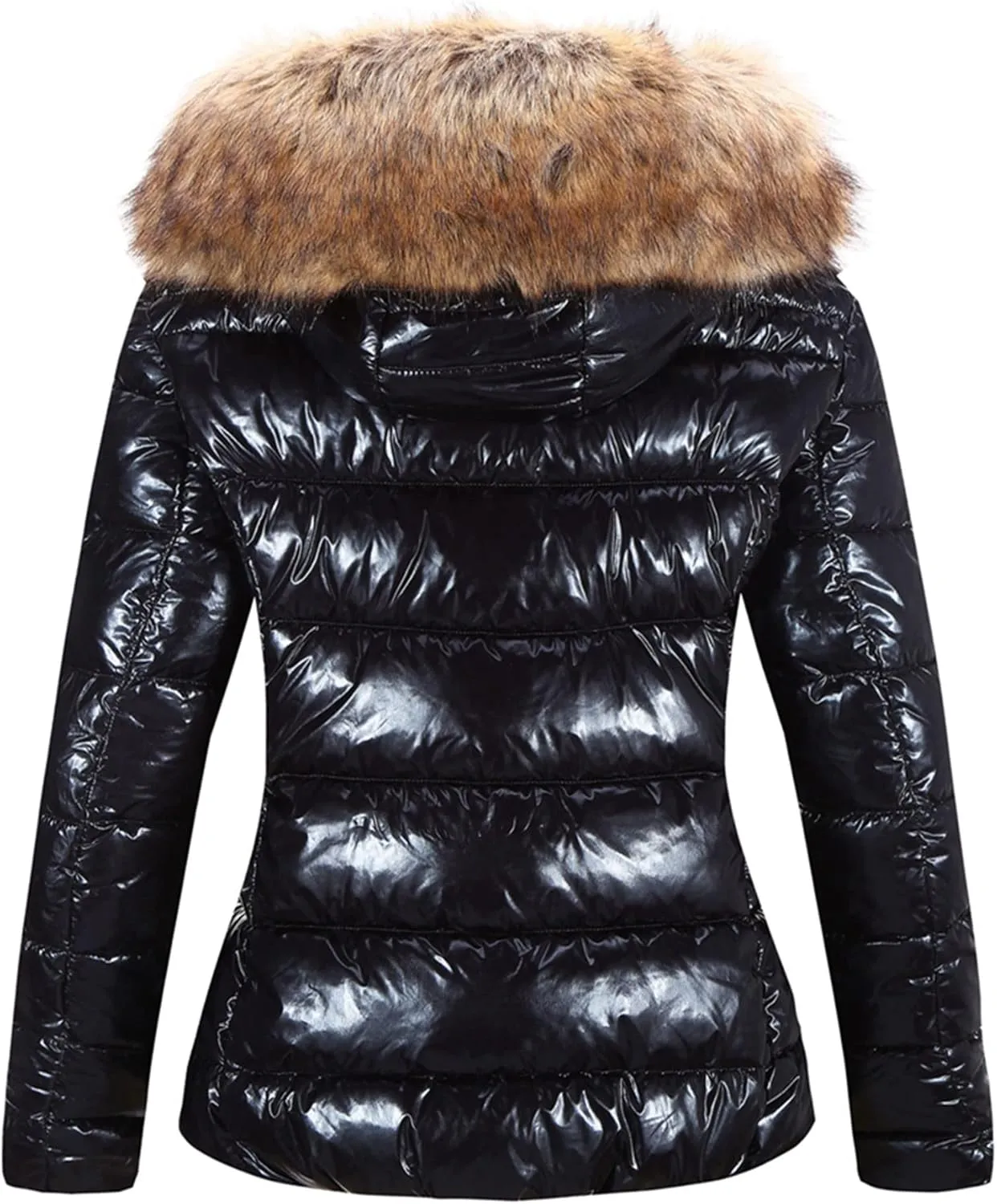 Bellivera Womens Lightweight Puffer Jacket, Winter Coats for Women Warm Quilted Bubble Padded Hood Coat with Faux Fur Collar