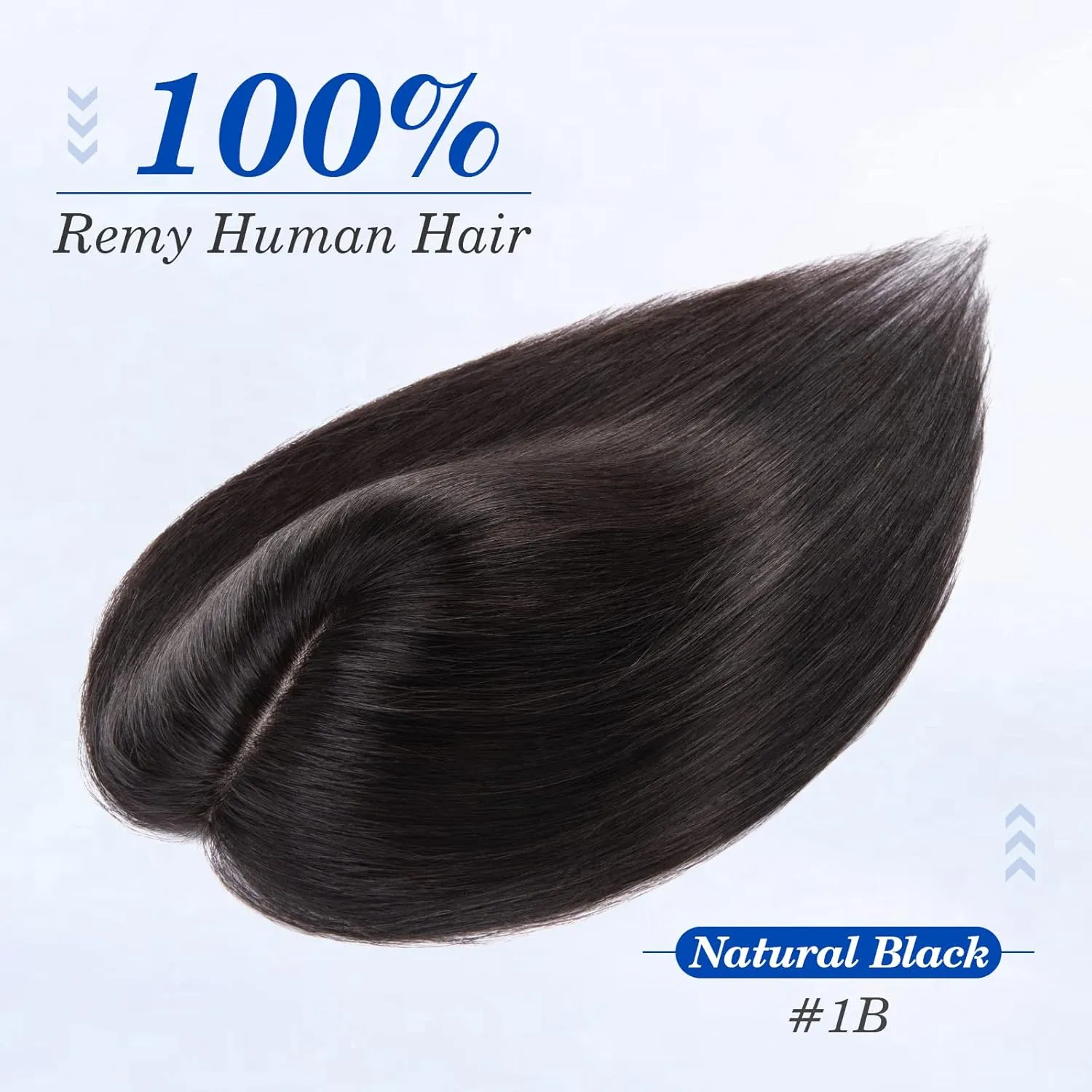 Benehair 14 Inch Hair Toppers for Women Real Human Hair 130% Density 4"x4.7" Hand Made Silk Base 100% Remy Human Hair Wiglets Hairpieces for Thinning Hair -Natural Black #1B