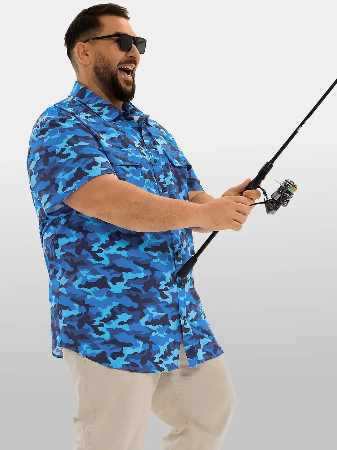 Big and Tall Mens Fishing Shirt UPF 50  Sun Protection Shirt SPF Quick Dry 2XL-6XL