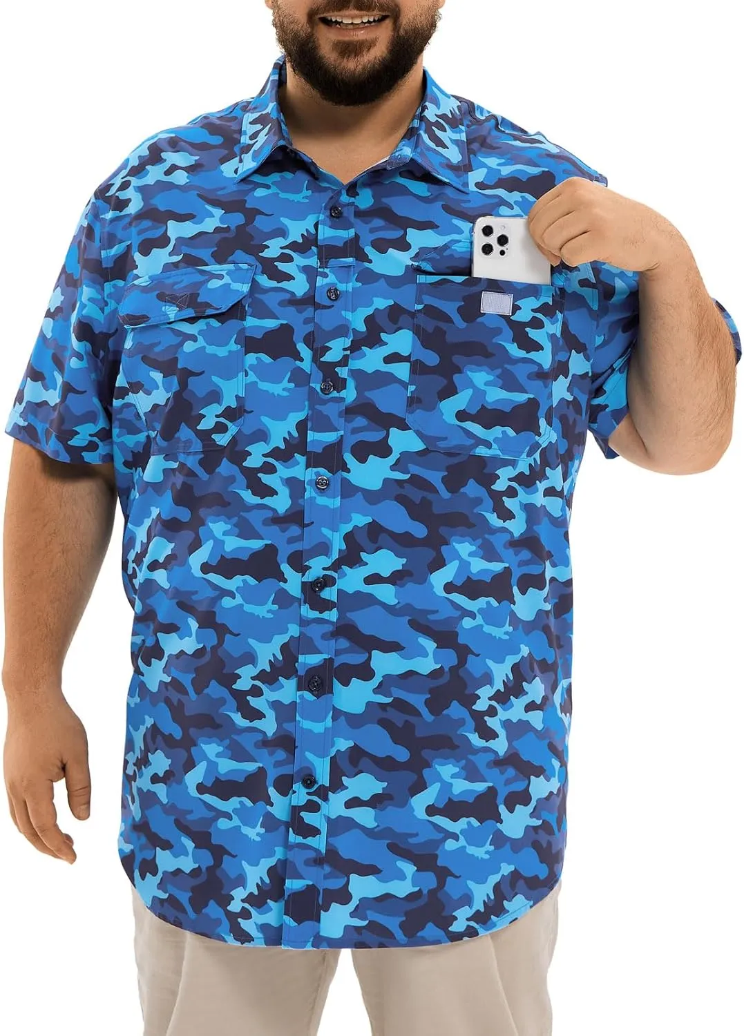 Big and Tall Mens Fishing Shirt UPF 50  Sun Protection Shirt SPF Quick Dry 2XL-6XL
