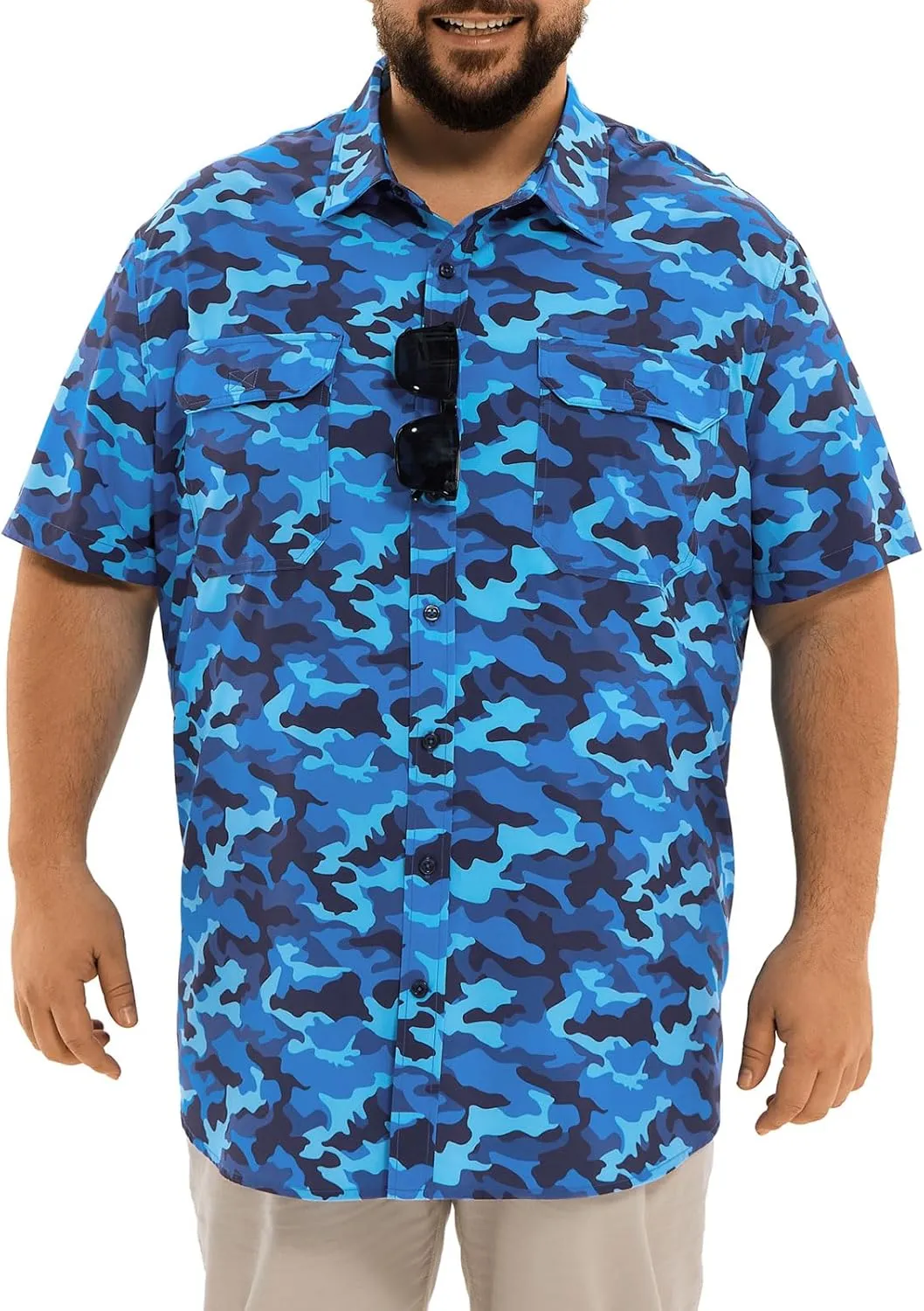 Big and Tall Mens Fishing Shirt UPF 50  Sun Protection Shirt SPF Quick Dry 2XL-6XL