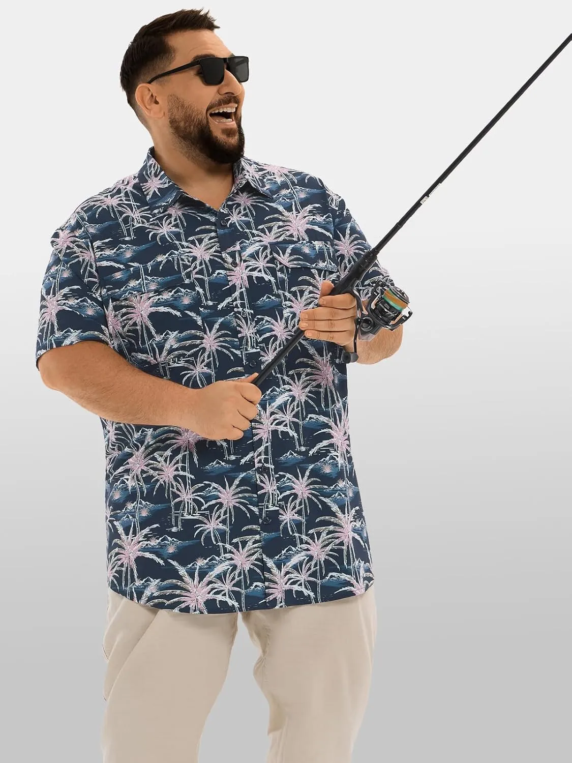 Big and Tall Mens Fishing Shirt UPF 50  Sun Protection Shirt SPF Quick Dry 2XL-6XL