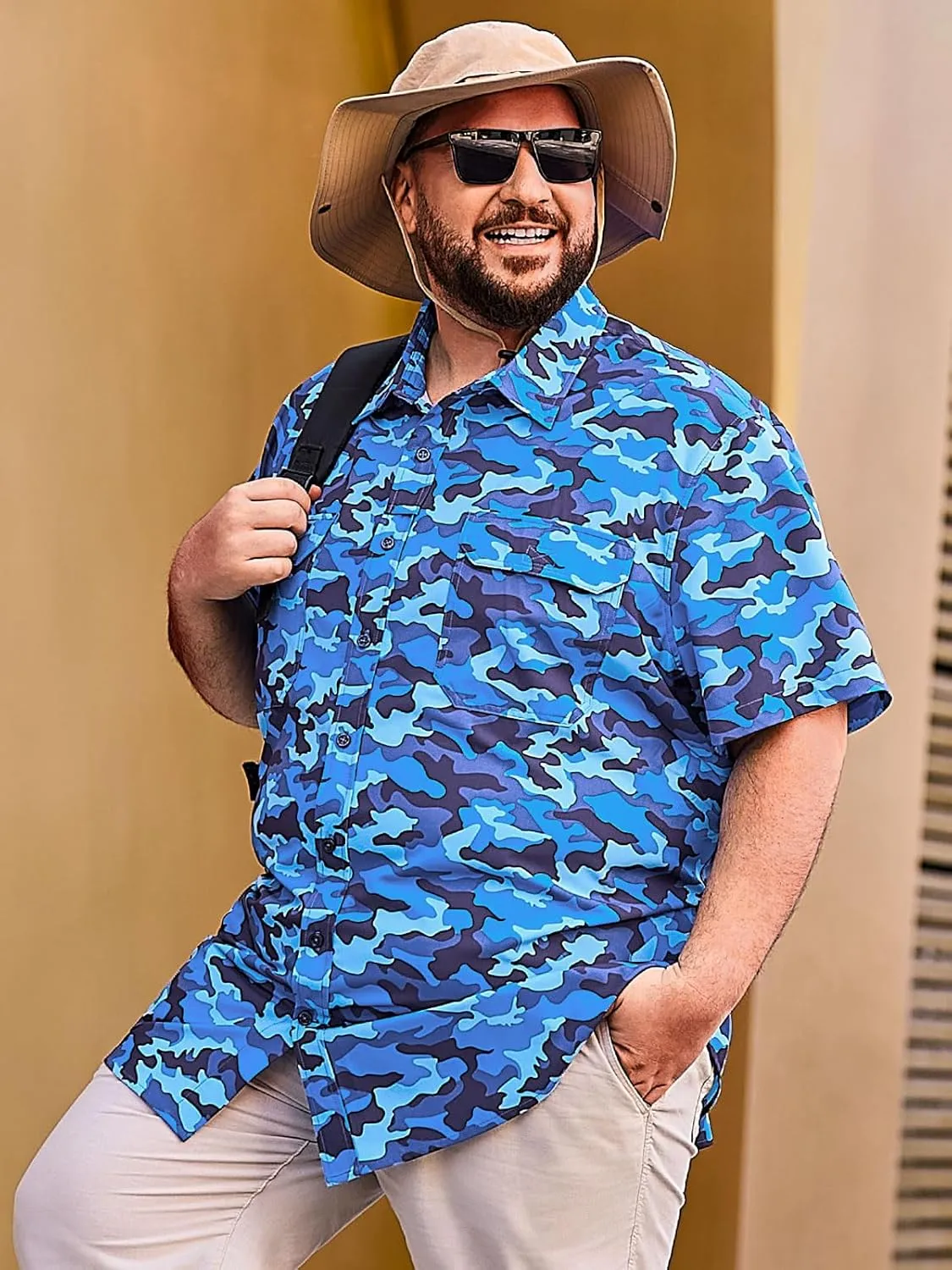 Big and Tall Mens Fishing Shirt UPF 50  Sun Protection Shirt SPF Quick Dry 2XL-6XL