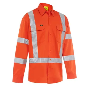 Bisley BS6166XT Hi-Vis Taped X Back Cool Lightweight Shirt Long Sleeve Orange